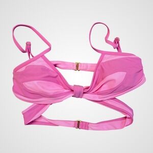 93 Play Street Pink Colorblock Wrap Bikini Top Gold Hardware Size L
